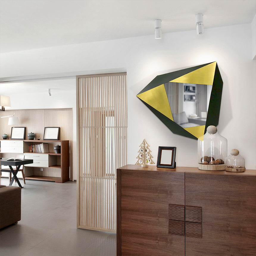 Espejo Schuller Facetas acero cepillado y oro inoxidable con mando 59x63cm 598835 - vista alternativa