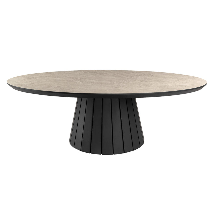Mesa de centro Schuller Koria negro y piedra 130x42cm ambiente