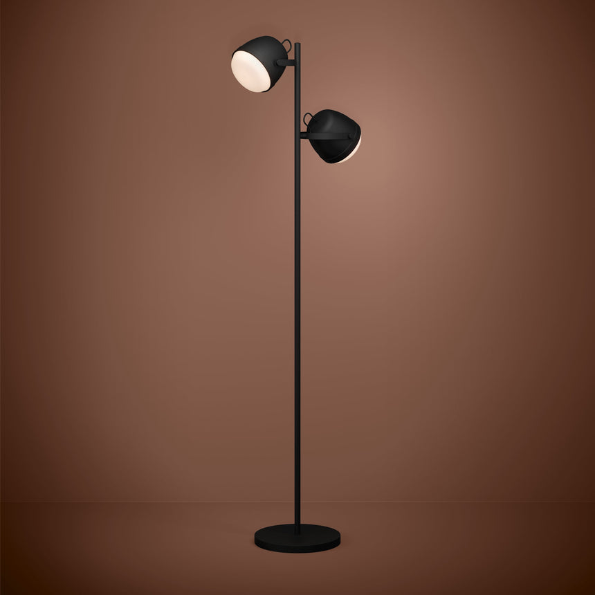 EGLO Upanema Lámpara de pie acero vidrio grabado negro blanco 390048