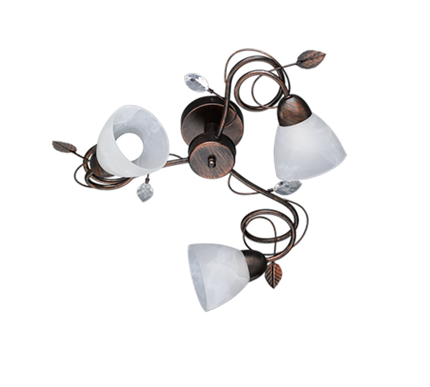 Plafón de techo Trio Traditio 3 luces óxido Ø61cm 600700328