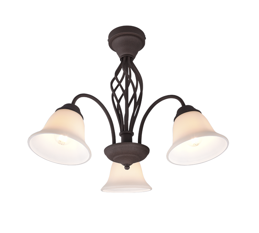 Plafón de techo Trio Rustica 3 luces óxido Ø55cm 6