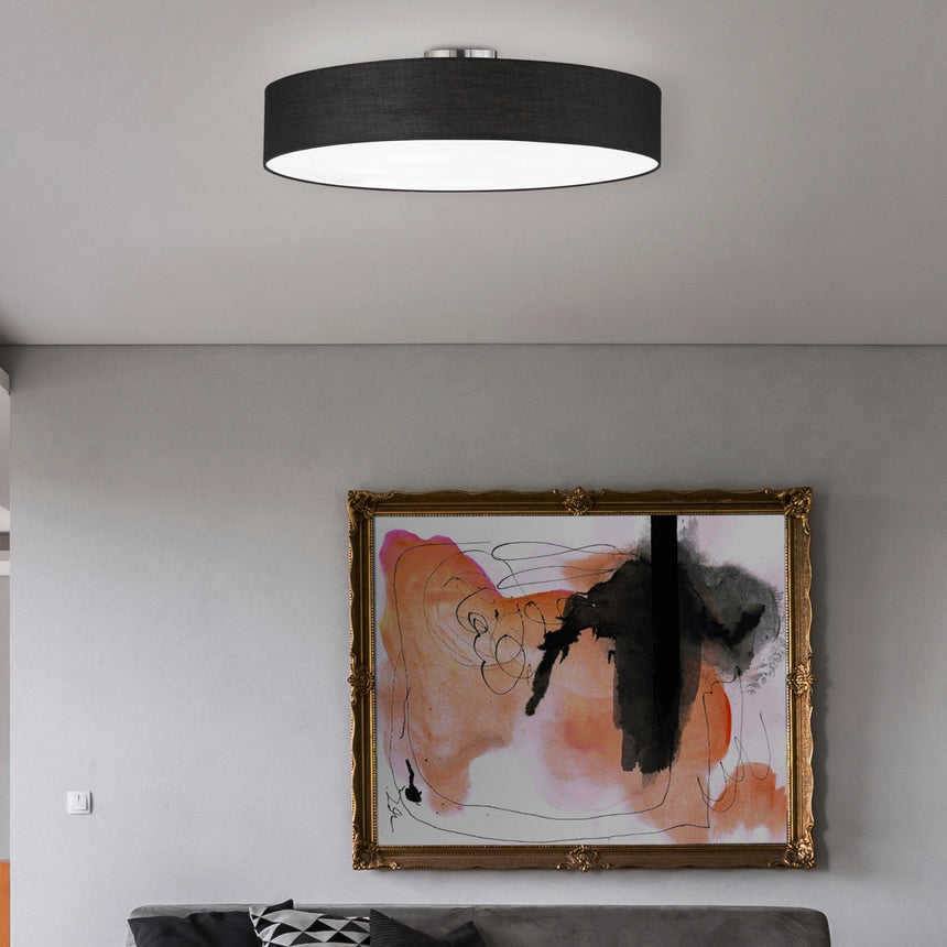 Trio Hotel Plafón de metal níquel mate y negro 603900502