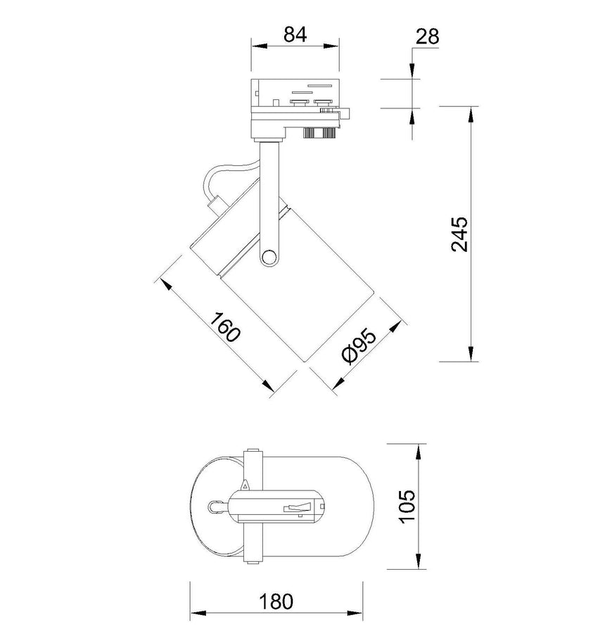 Mantra Aruba Foco Carril Trifasico negro 6045