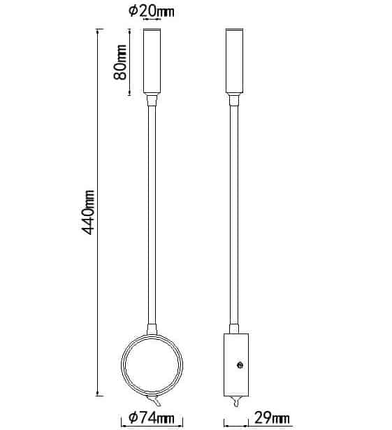 Plano de medidas - Mantra Boavista Aplique Lector LED negro 6047