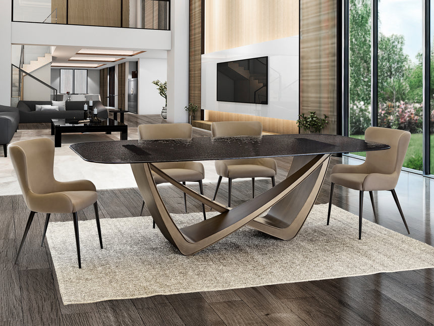 Mesa de comedor Schuller Genesis bronce envejecido y gris 240x76cm 606523