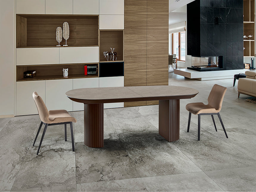 Mesa de comedor Schuller Irati marrón y piedra extensible 206x79cm 607087 - vista alternativa