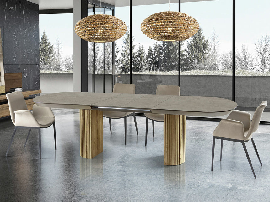 Mesa de comedor Schuller Irati madera y piedra extensible 206x79cm 607094