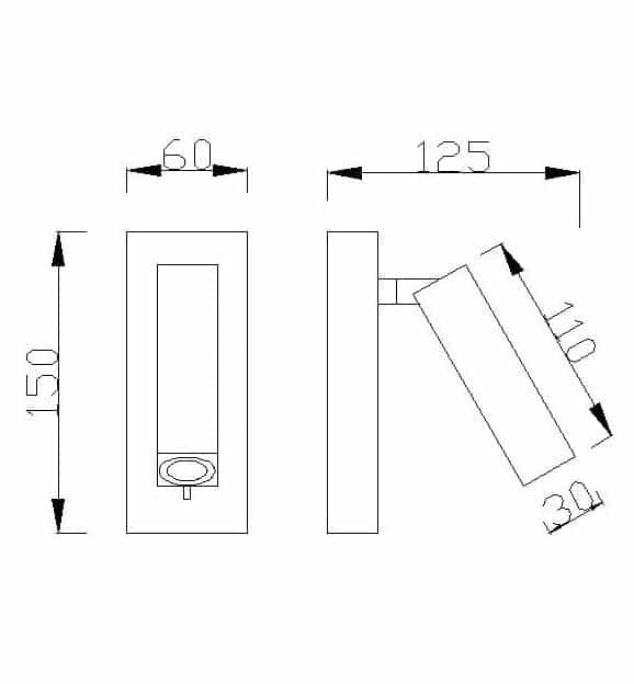 Plano de medidas - Mantra Tarifa Aplique Lector LED blanco 6070