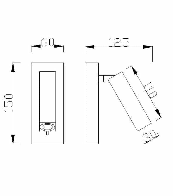 Plano de medidas - Mantra Tarifa Aplique Lector LED gris 6071