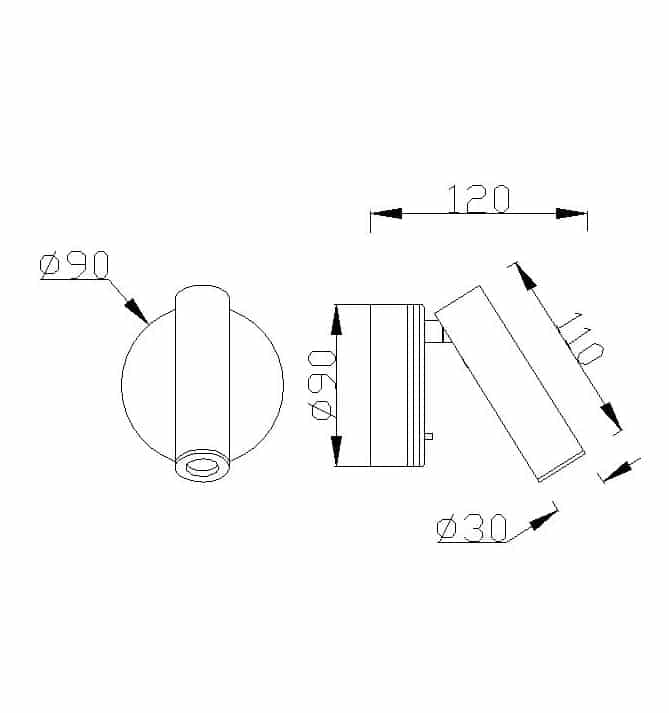 Plano de medidas - Mantra Prea Aplique Lector LED gris 6076