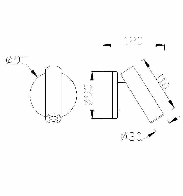 Plano de medidas - Mantra Prea Aplique Lector LED dorado, cobrizo 6077