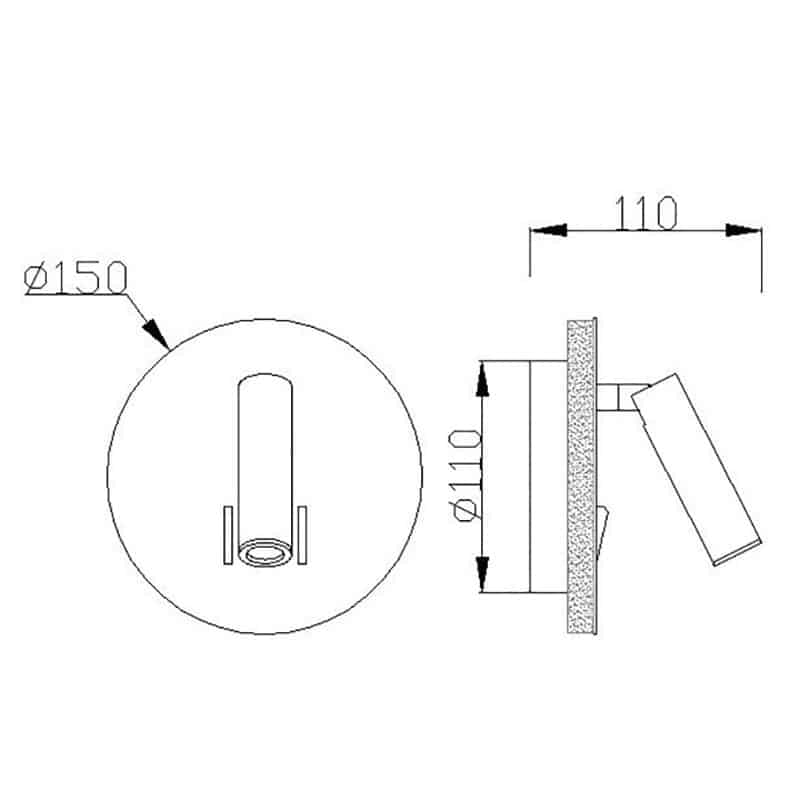 Plano de medidas - Mantra Cayman Aplique de pared lectura LED 3000K níquel satinado 6081