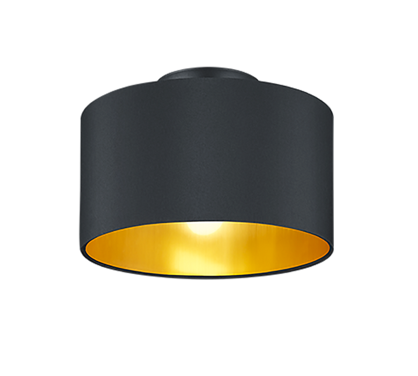 Plafón de techo Trio Hostel 2 luces negro mate Ø30cm 608200279
