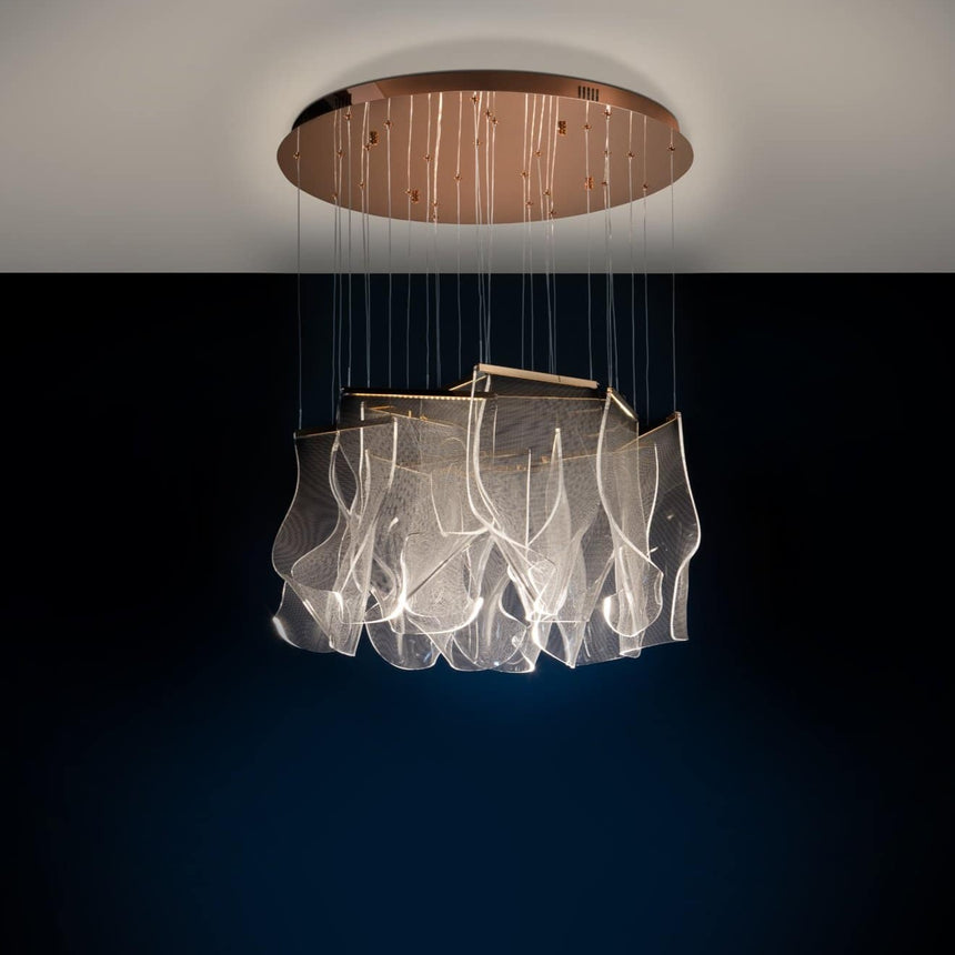 Schuller Velos Lámpara de techo colgante grande diseño 14 luces oro rosa 608428