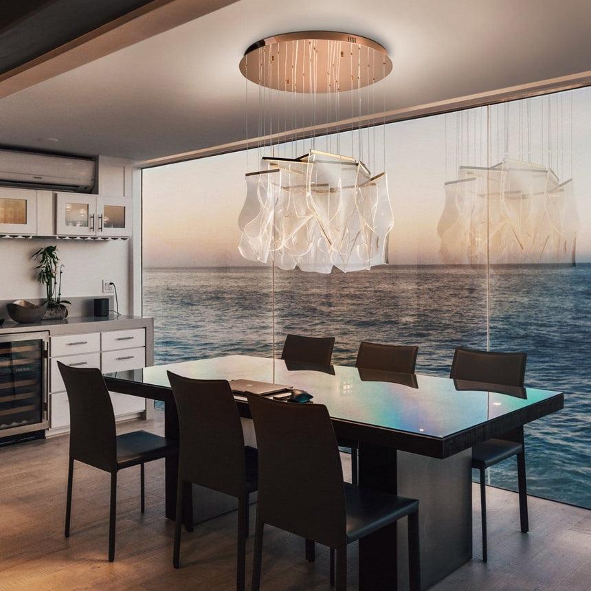 Schuller Velos Lámpara de techo colgante grande diseño 14 luces oro rosa 608428