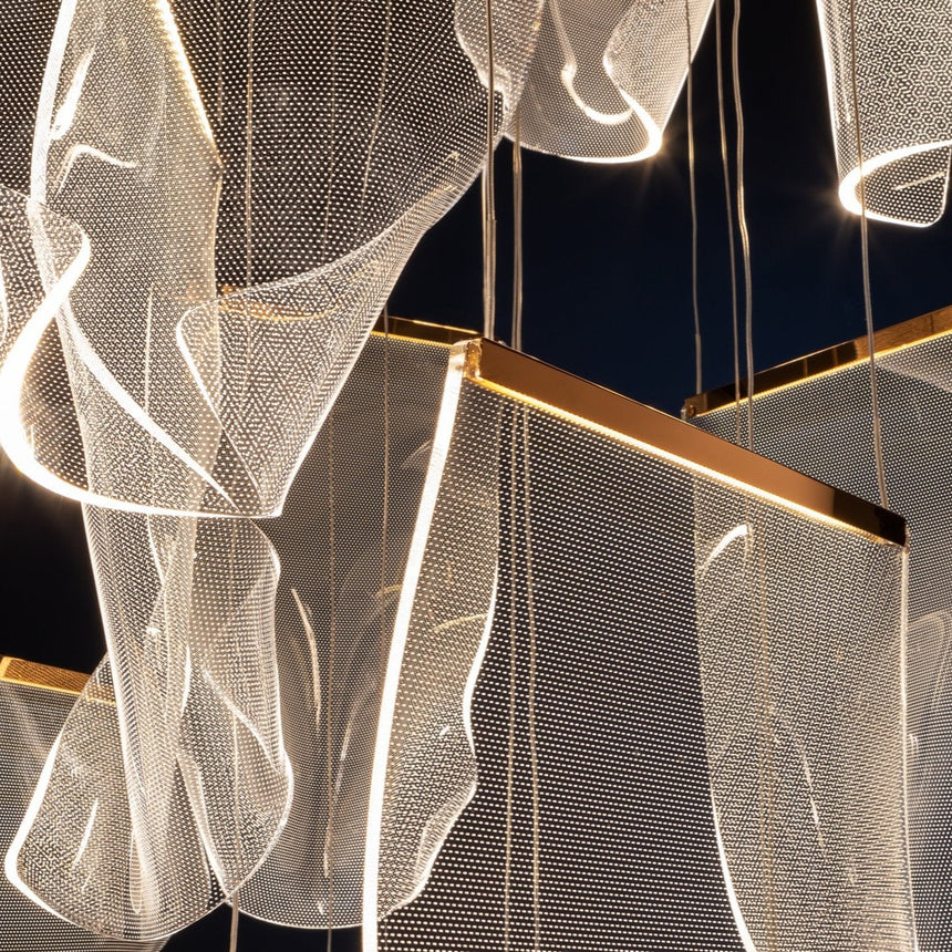 Schuller Velos Lámpara de techo colgante grande diseño 14 luces oro rosa 608428