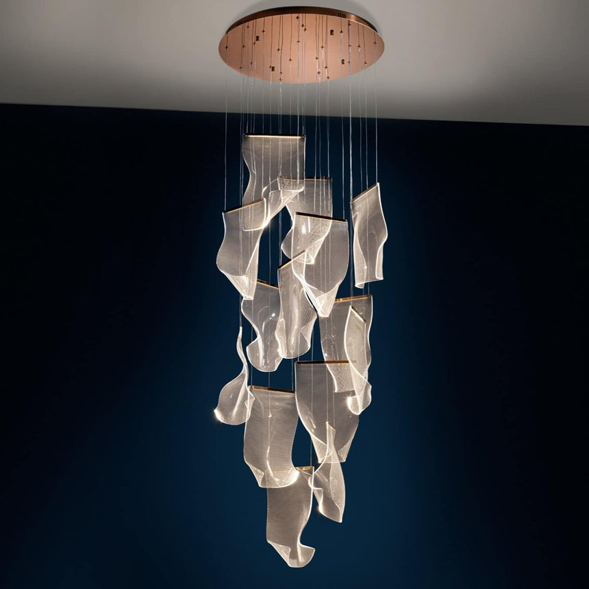 Schuller Velos Lámpara de techo colgante grande diseño 14 luces oro rosa 608428