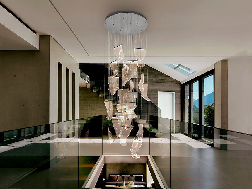 Schuller Velos Lámpara grande 5m altura 24 luces cromo 608572