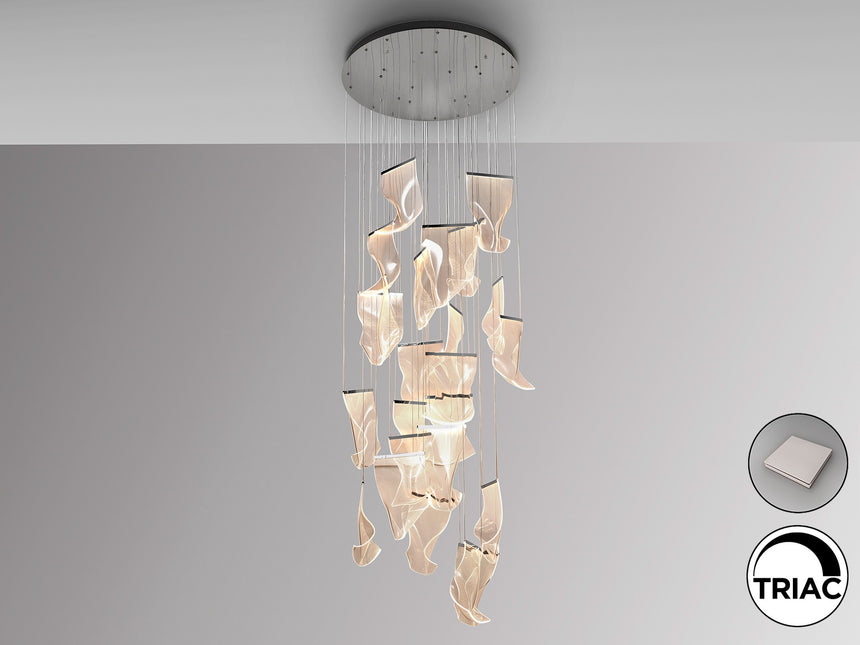 Lámpara de techo colgante Schuller Velos grande 24 luces cromo 3000K 3 metros Ø95cm vista 2