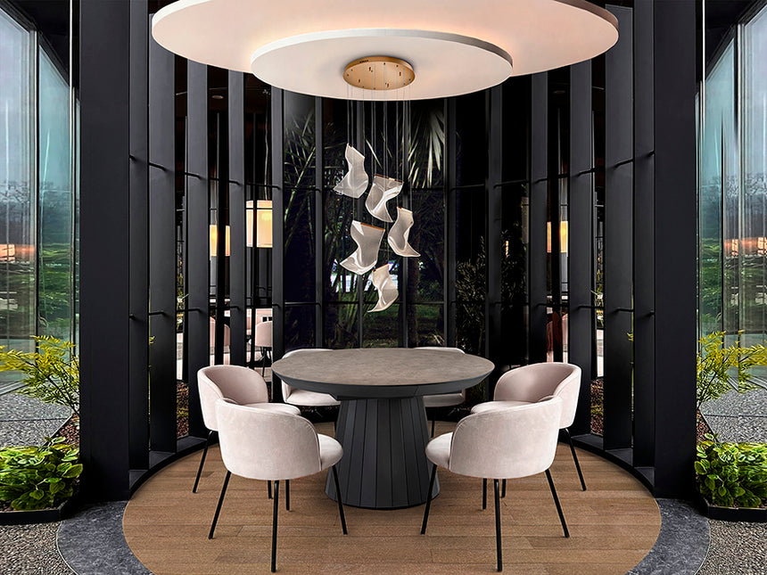 Schuller Velos 5-light lamp, rose gold, 609583