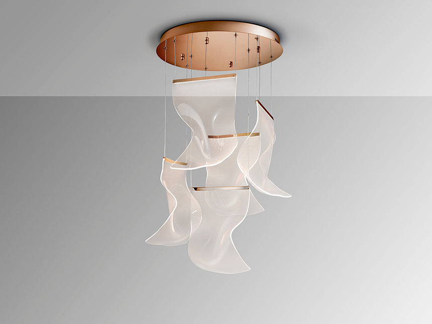 Schuller Velos 5-light lamp, rose gold, 609583