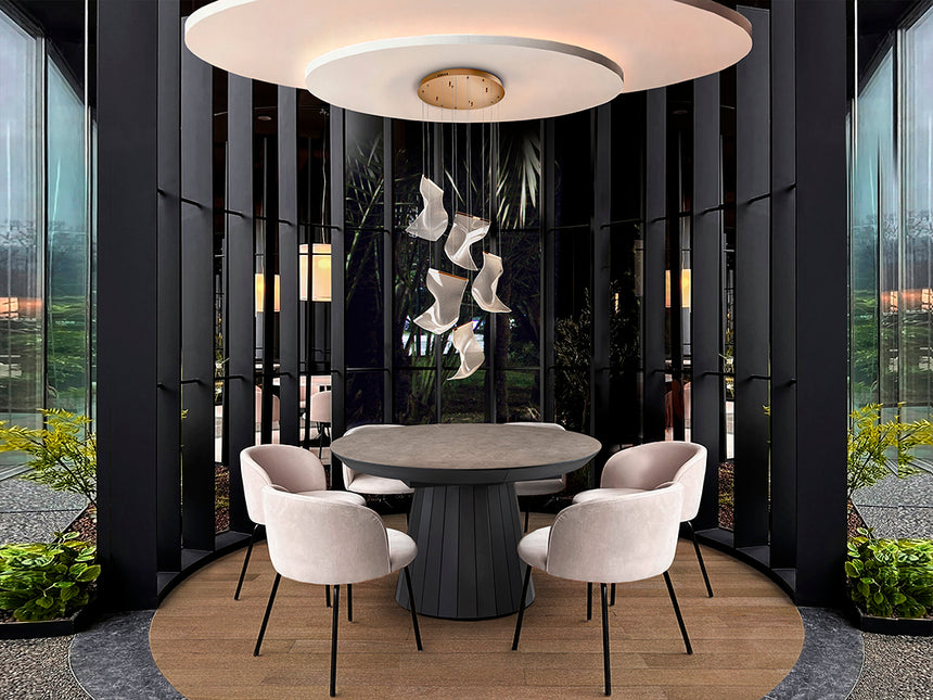 Schuller Velos 5-light lamp, rose gold, 609583