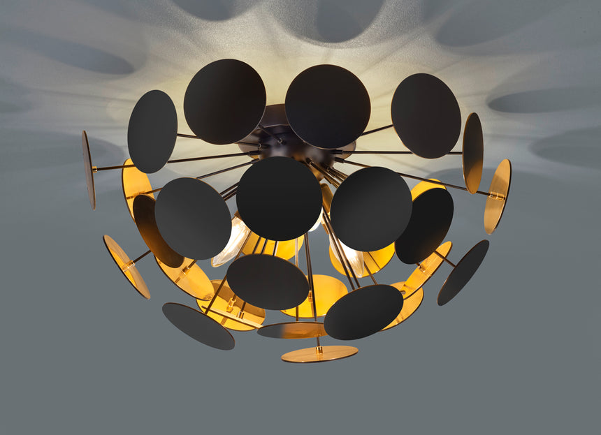 Plafón de techo Trio Discalgo 3 luces negro mate Ø54cm 609900332