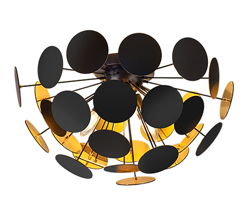 Plafón de techo Trio Discalgo 3 luces negro mate Ø54cm 609900332