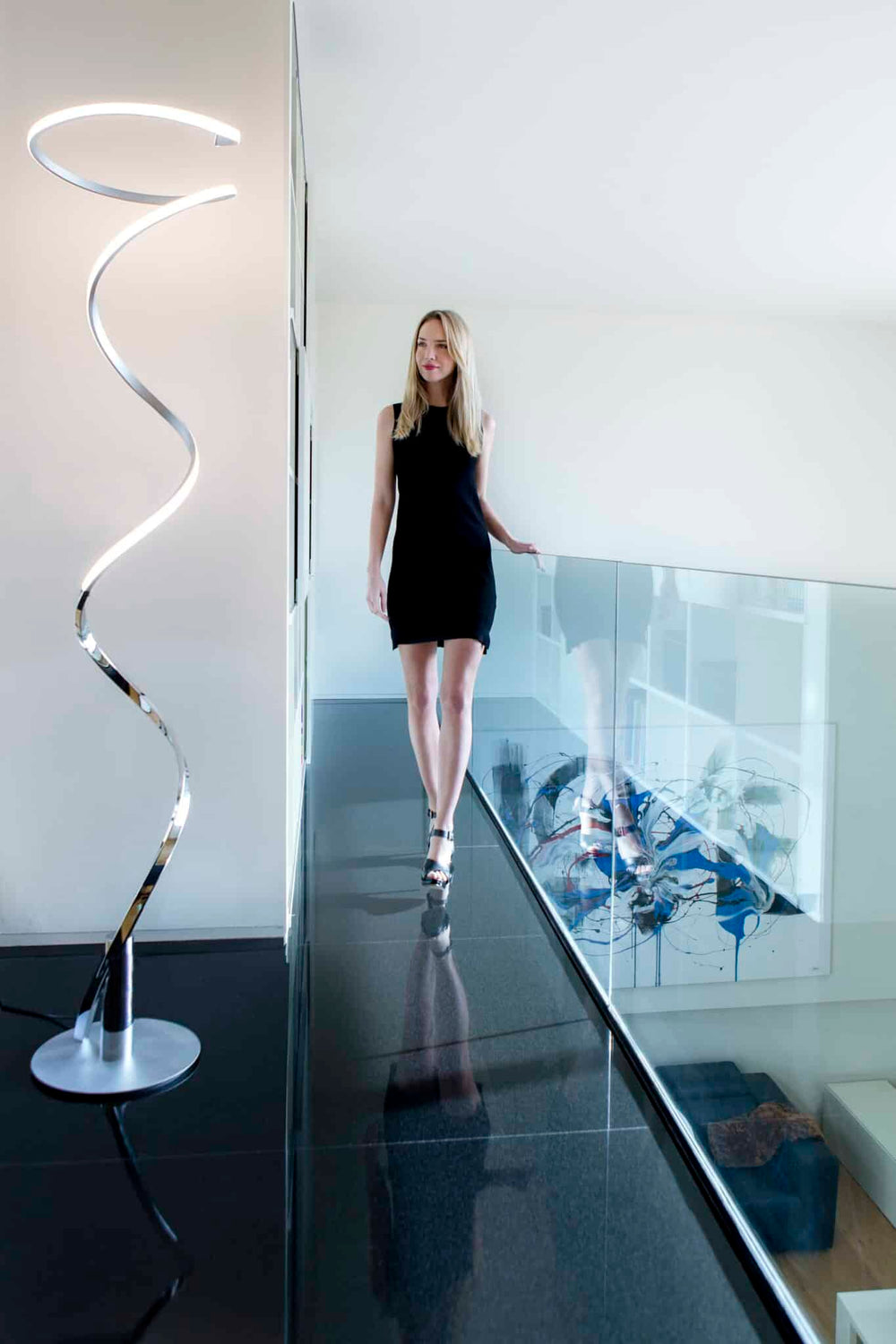 Mantra Helix Dimmable LED Floor Lamp, Silver, Chrome, 6100