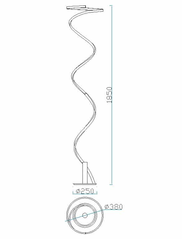 Mantra Helix Dimmable LED Floor Lamp, Silver, Chrome, 6100