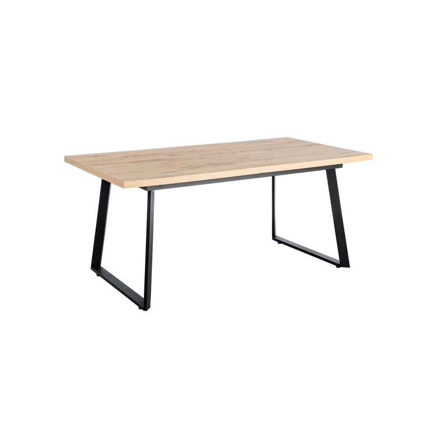 Mesa de comedor extensible de metal y madera en tono natural 170x90x75 cm