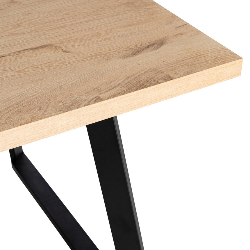 Mesa de comedor extensible de metal y madera en tono natural 170x90x75 cm