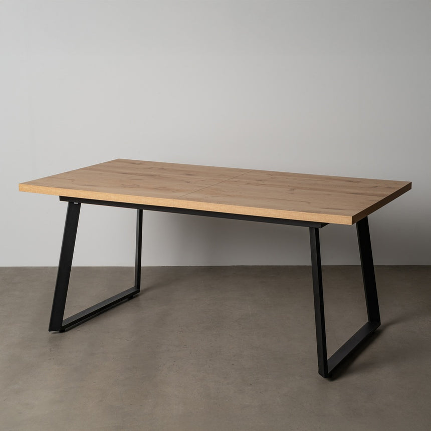 Mesa de comedor extensible de metal y madera en tono natural 170x90x75 cm