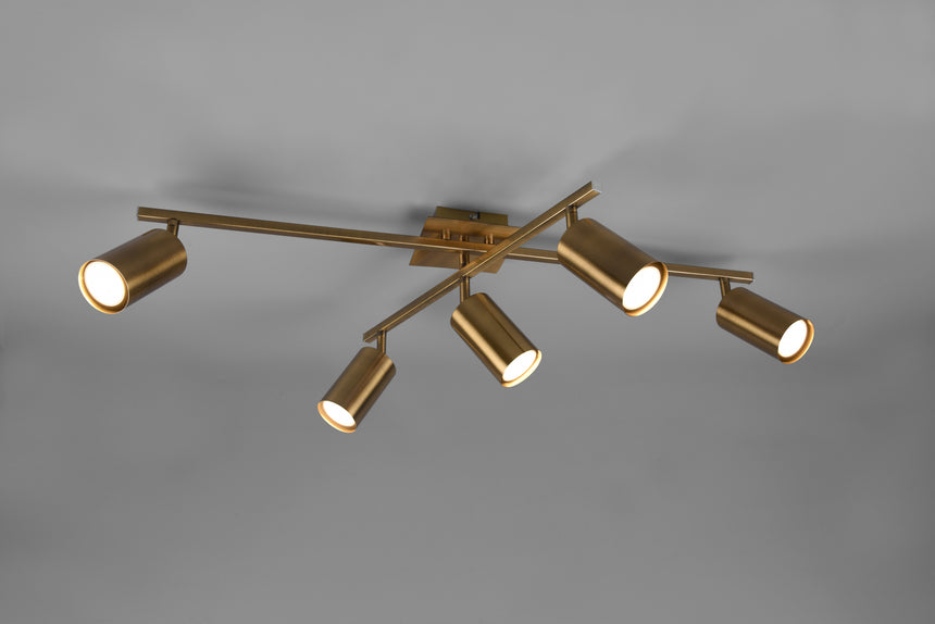 Plafón de techo Trio Marley 5 luces bronce viejo 77,4cm 612400504