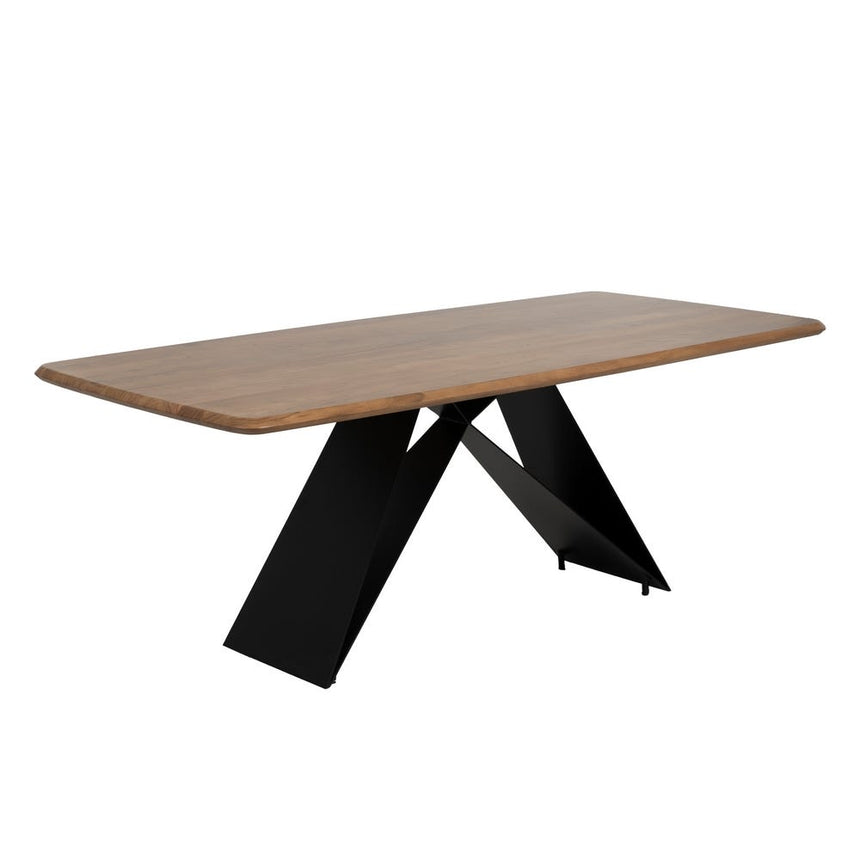 Mesa de comedor madera natural y metal negro 200x100x77 612696