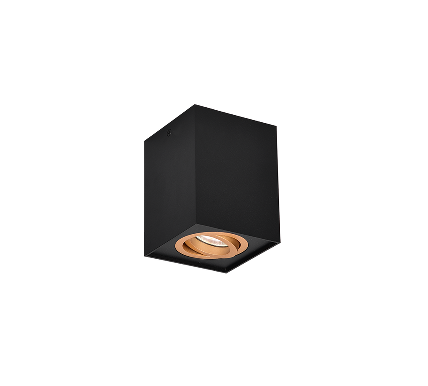 Plafón de techo Trio Biscuit LED negro y dorado 3000K 9,6cm 613000180