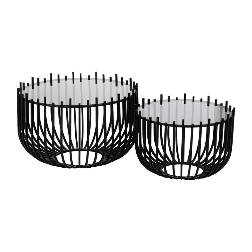 IXIA Set of 2 black metal and glass coffee tables 613627
