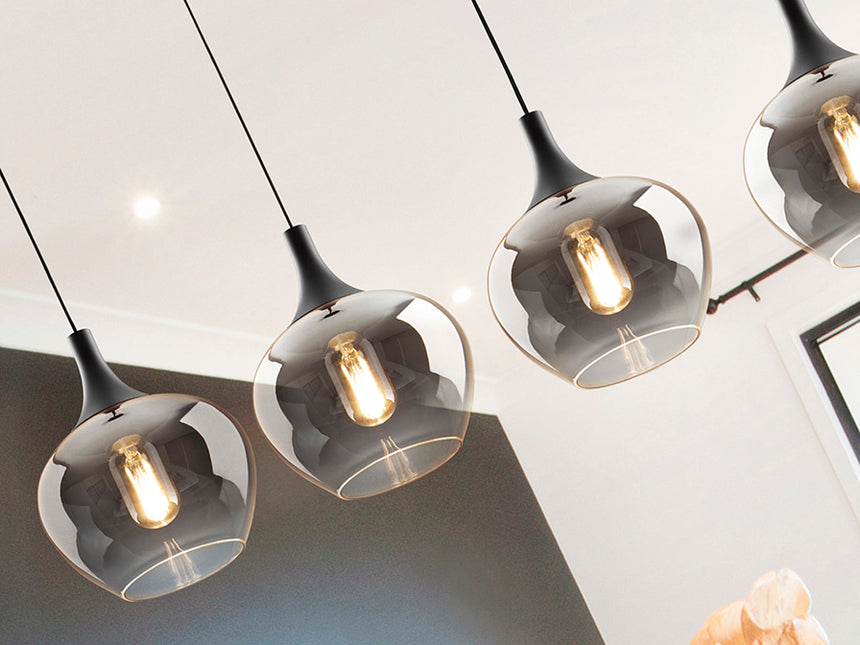 Schuller Opaz Lámpara de techo colgante 4 luces negro/smoke 614245