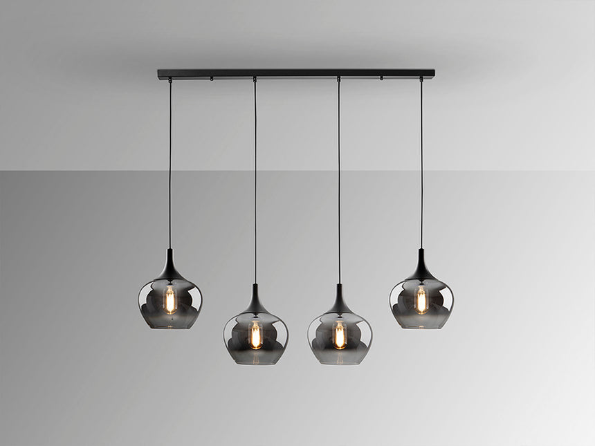 Schuller Opaz Lámpara de techo colgante 4 luces negro/smoke 614245