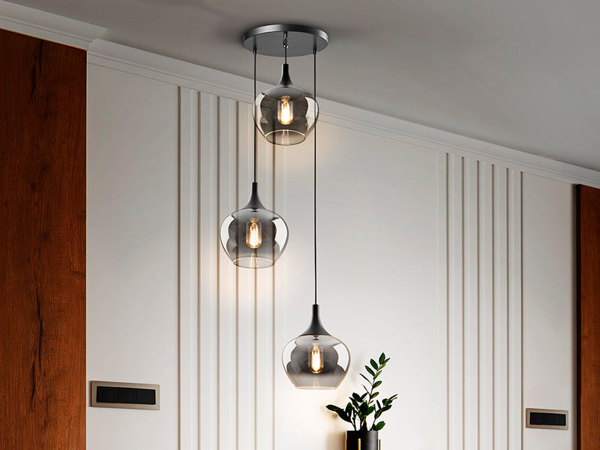 Schuller Opaz 3-light lamp, black/smoke 614375