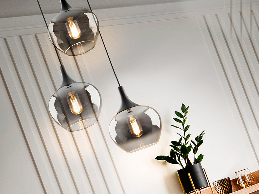 Schuller Opaz 3-light lamp, black/smoke 614375