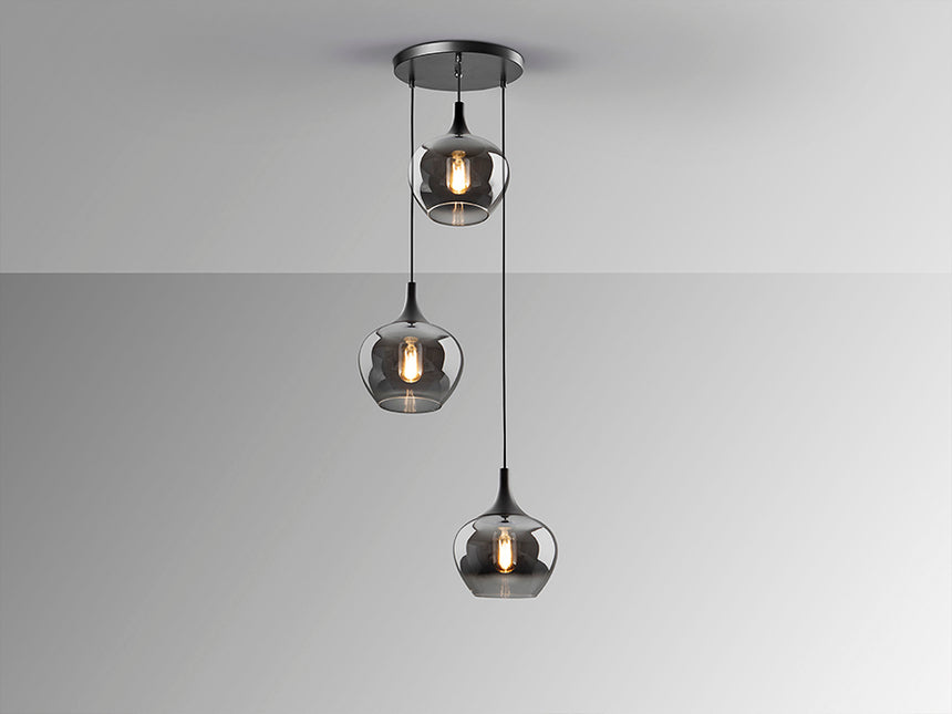 Schuller Opaz 3-light lamp, black/smoke 614375