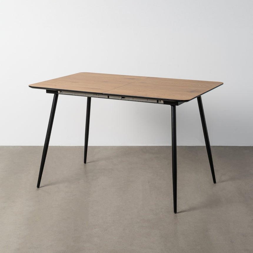Mesa de comedor extensible de DM y metal en tono natural 120x80x75 cm 615209