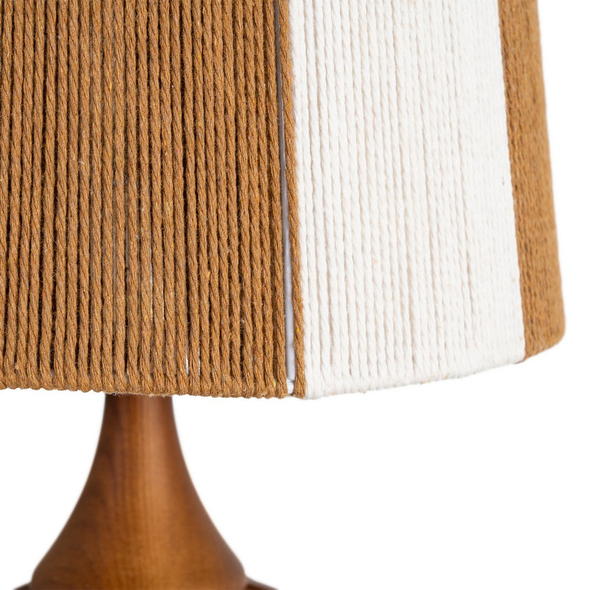 Lámpara de sobremesa de tejido y madera en marrón 24x24x47,5 cm