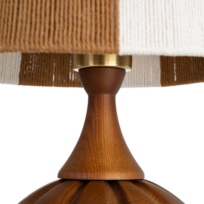 Lámpara de sobremesa de tejido y madera en marrón 24x24x47,5 cm