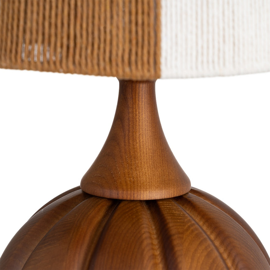 Lámpara de sobremesa de tejido y madera en marrón 24x24x47,5 cm