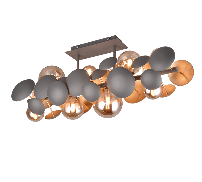 Plafón de techo Trio Bubble LED antracita 3000K 76cm 6