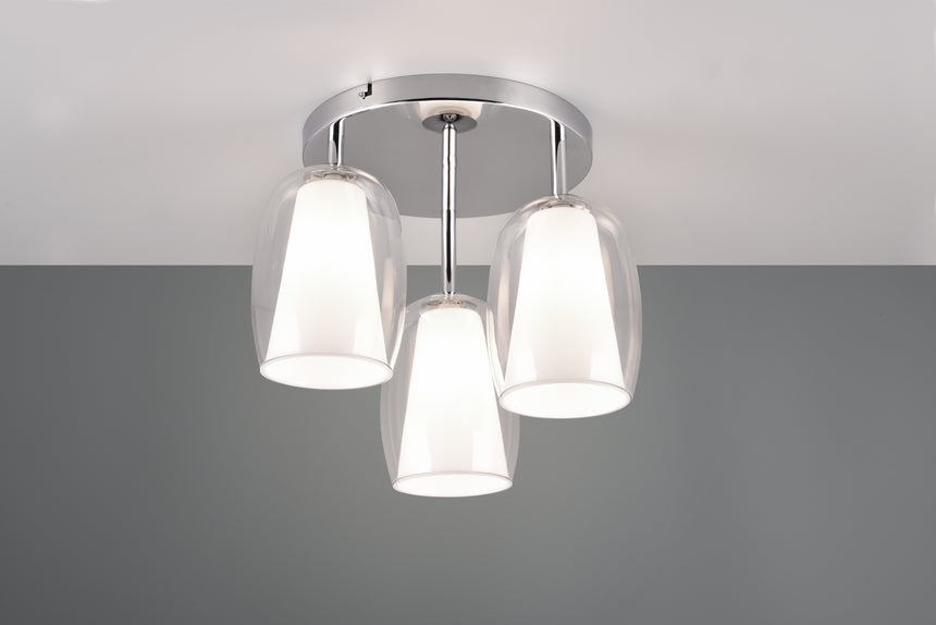 Plafón de techo Trio Barret LED cromo 3000K Ø38cm 617500306