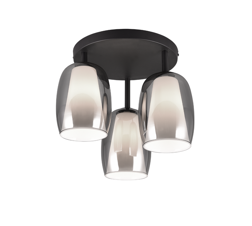 Plafón de techo Trio Barret LED negro mate 3000K Ø38cm 6