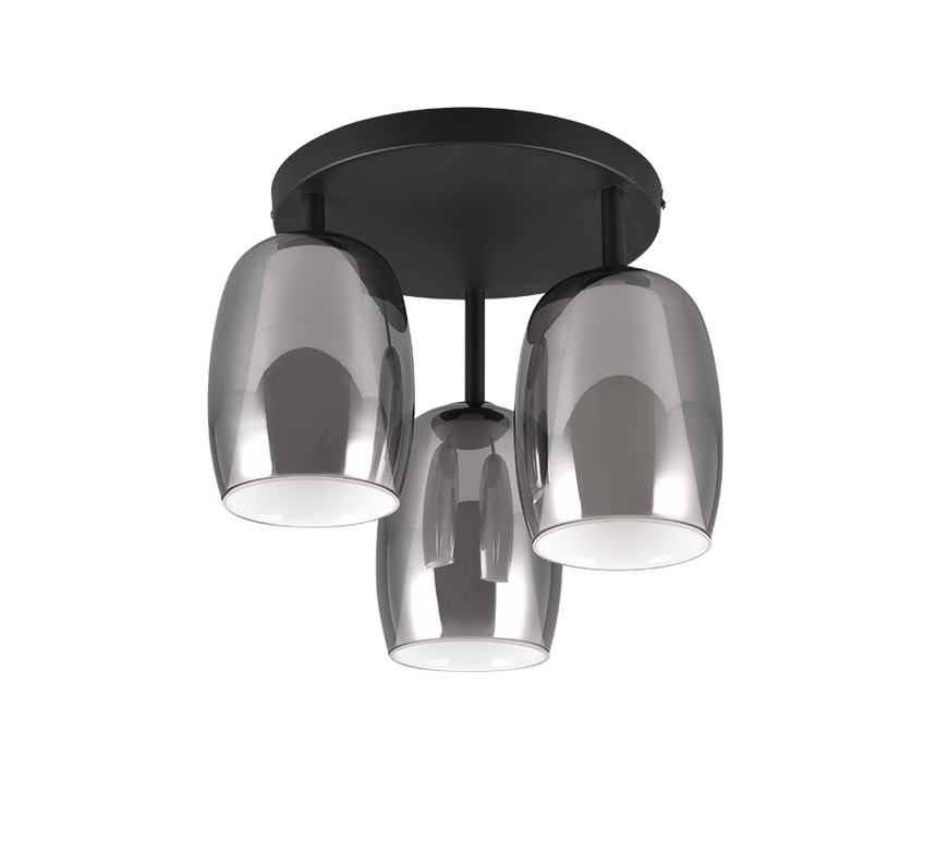 Plafón de techo Trio Barret LED negro mate 3000K Ø38cm 617500354